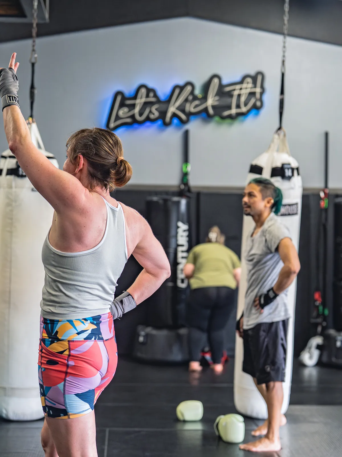 A Turlock member working the bag in class